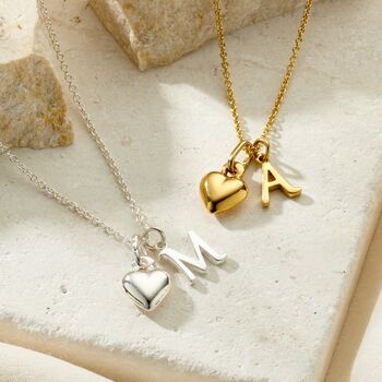 Italic Initial And Heart Charm Necklace, 6 of 7