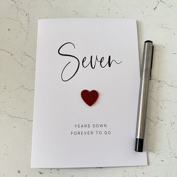 Seven Years Down Wedding Anniversary Card Wool, 2 of 3