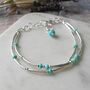 Turquoise And Silver Double Stranded Bracelet, thumbnail 1 of 5