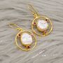 Pearl, Tourmaline Gold Plated Sterling Silver Earrings, thumbnail 3 of 5