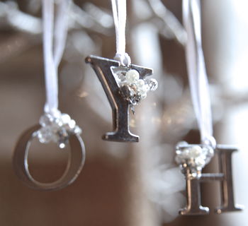 Silver And Pearl Hanging Letter Decoration, 3 of 4