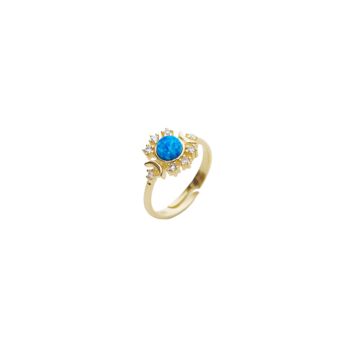 Blue Opal Sun Ring Sterling Silver, 3 of 3