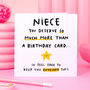 'Niece Keep The Envelope' Funny Birthday Card, thumbnail 1 of 2
