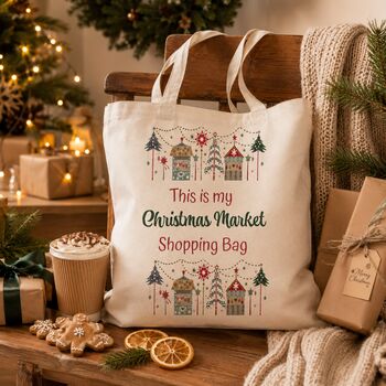 Christmas Market Shopping Tote Bag Gift, 4 of 6