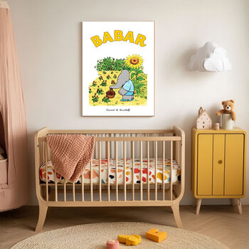 Babar The Elephant Sunflower Nursery Art Print, 3 of 4