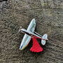 Spitfire Poppy Brooch, Silver Plated, thumbnail 4 of 6