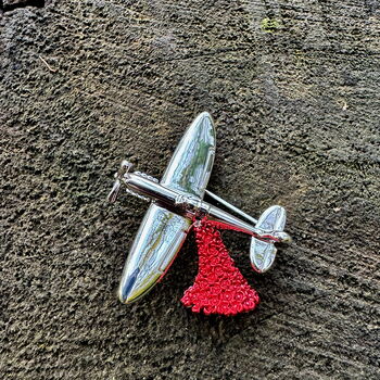 Spitfire Poppy Brooch, Silver Plated, 4 of 6