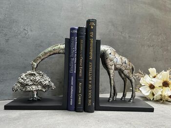 Large Silver And Black Giraffe Bookends Shelf Sitter Gift, 3 of 6