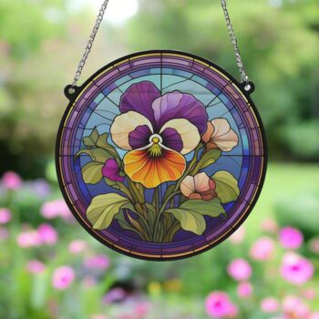 Pansy Stained Glass Effect Suncatcher, 3 of 6