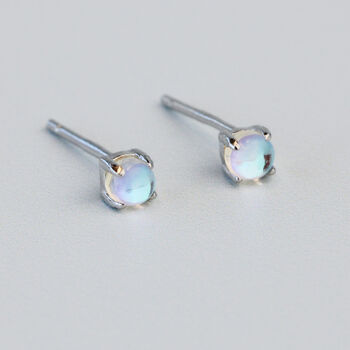 Sterling Silver Moonstone Crystal Stud Earrings, 2 of 4