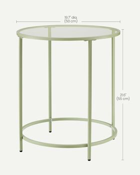 Round Side Table Tempered Glass Steel Frame, 10 of 12