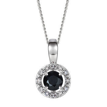 Birthstone And Diamond Halo Pendant Necklace, 5 of 8