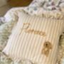Hand Embroidered Personalised Lilac Nursery Pillow, thumbnail 5 of 7