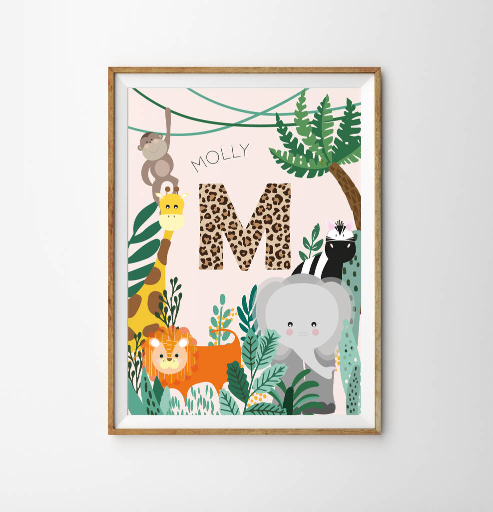 Safari Personalised Baby Nursery Print By Munks And Me ...