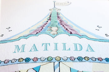 Personalised Childrens Circus Carousel Wall Art Print, 4 of 12