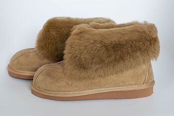 Genuine Sheepskin Slippers With Zipper Camel, 3 of 9