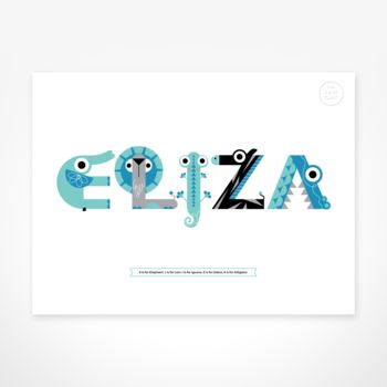 Personalised Animal Name Print, Blueberry, 4 of 4