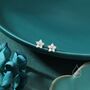 Tiny Opal Blue Cz Flower Stud Earrings, thumbnail 3 of 12