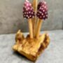 Purple Mushroom Candle Holder Teak Root Toadstool Gift, thumbnail 8 of 9
