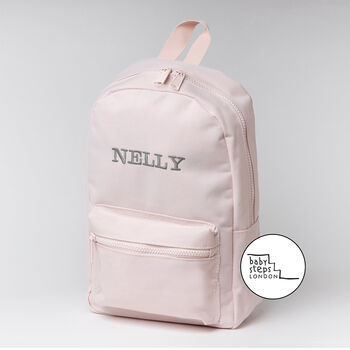 Pink Personalised Name And Design Unisex Mini Backpack, 6 of 6