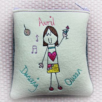 Personalised Embroidered Dancing Queen Purse, 8 of 12