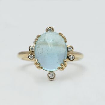 Diamond And Aquamarine Cocktail Ring In 9ct Gold, 4 of 6
