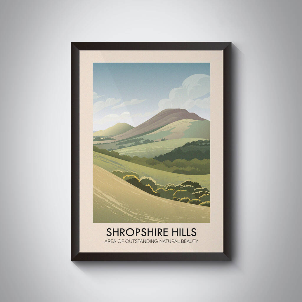 Shropshire Hills Aonb Travel Poster Art Print, 1 of 8