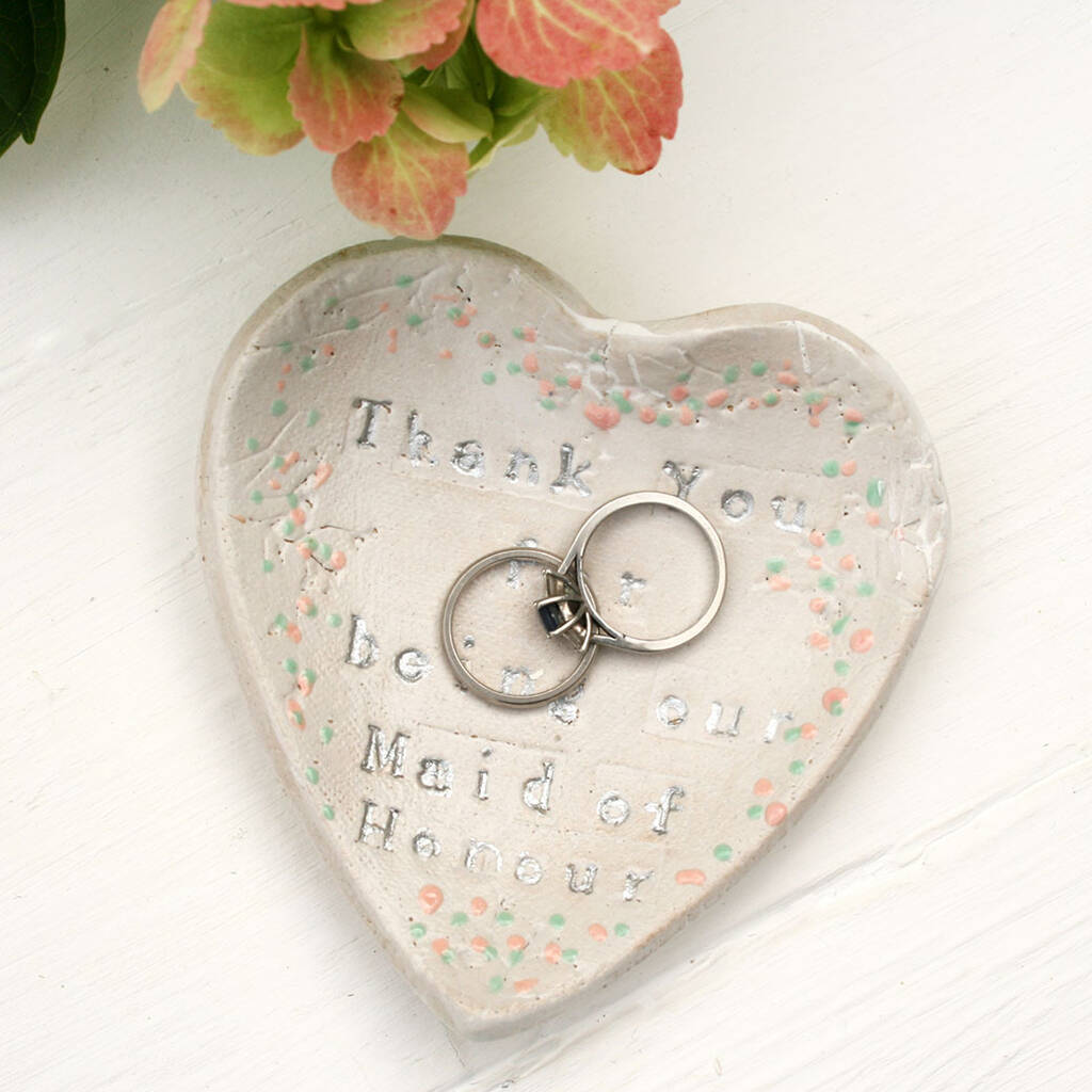 Heart Shaped Bridesmaid Ceramic Ring Dish By Juliet Reeves Designs