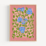 Botanical Patterned Art Print Pink, thumbnail 1 of 2