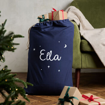 Starry Personalised Red Or Navy Christmas Sack, 2 of 2