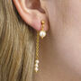 Double Drop Pearl Chain Earrings, thumbnail 2 of 11