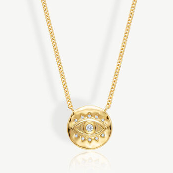 Gold Or Silver Women’s Evil Eye Coin Pendant Necklace, Spiritual Jewellery, 3 of 6