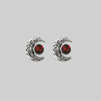 Silver Moon Crescent Earrings With Gemstone, 6 of 6