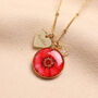 Personalised Pressed Birth Flower And Heart Charm Necklace, thumbnail 2 of 5