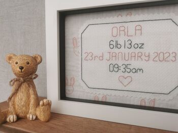 Framed Gift With Birth Details Embroidered Baby Gift, 10 of 12