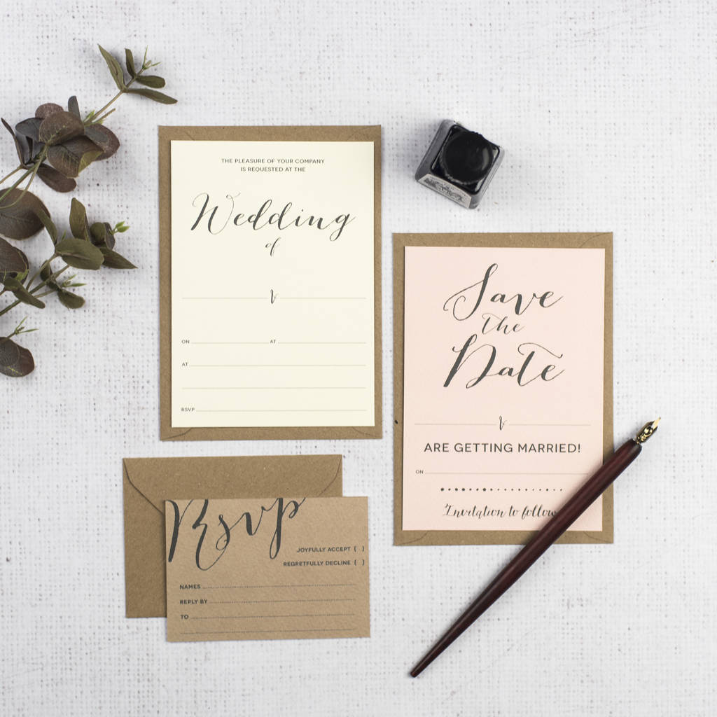 modern calligraphy diy wedding invitation set by russet