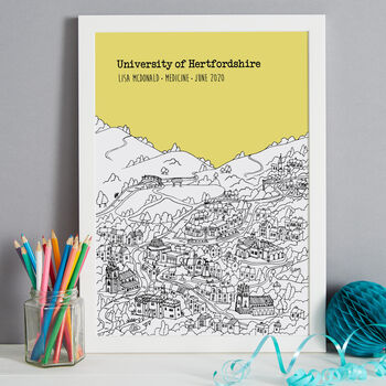 Personalised Hertfordshire Graduation Gift Print, 7 of 9