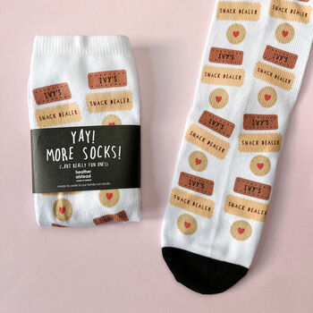 Personalised Funny Snack Dealer Father's Day Card Socks, 4 of 5