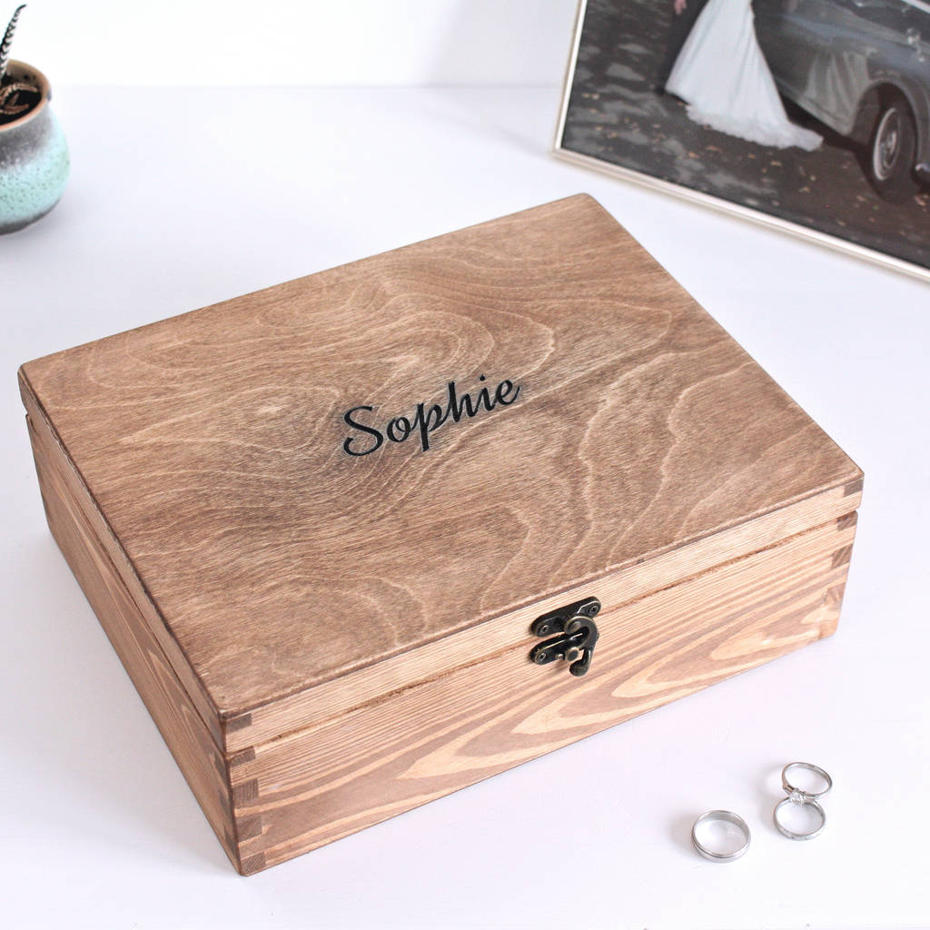 Personalised Large Wooden Name Jewellery Box, 1 of 8
