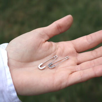 Safety Pin Earrings Sterling Silver, 2 of 3