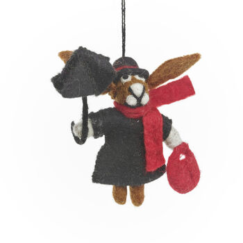 Handmade Felt Mary Hoppins Hanging Decoration, 2 of 4