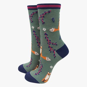 Woodland Animals Fox Squirrel Women's Bamboo Socks Gift Box, 3 of 4