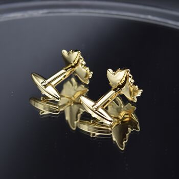 Maple Leaf Gold Cufflinks Gift For Men 316 L Stainless Steel Nature Accessory, 2 of 4