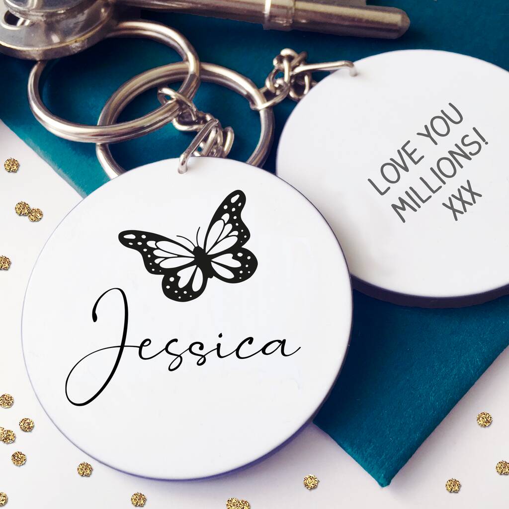 Image of Personalised Butterfly Name Keyring