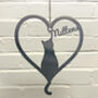 Personalised Cat Silhouette Steel Heart, thumbnail 4 of 5