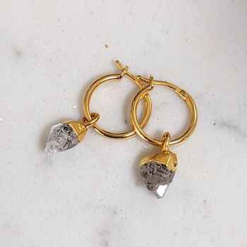 April Birthstone Earrings, Quartz/Herkimer, Gold, 5 of 8
