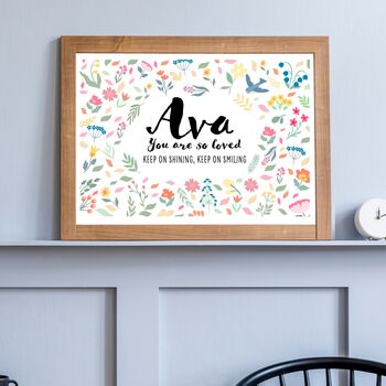 Personalised Girls Affirmations You Are So Loved Custom Art Print, 3 of 5