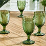 Set Of Four Botanical Fern Green Wine Goblets, thumbnail 3 of 8