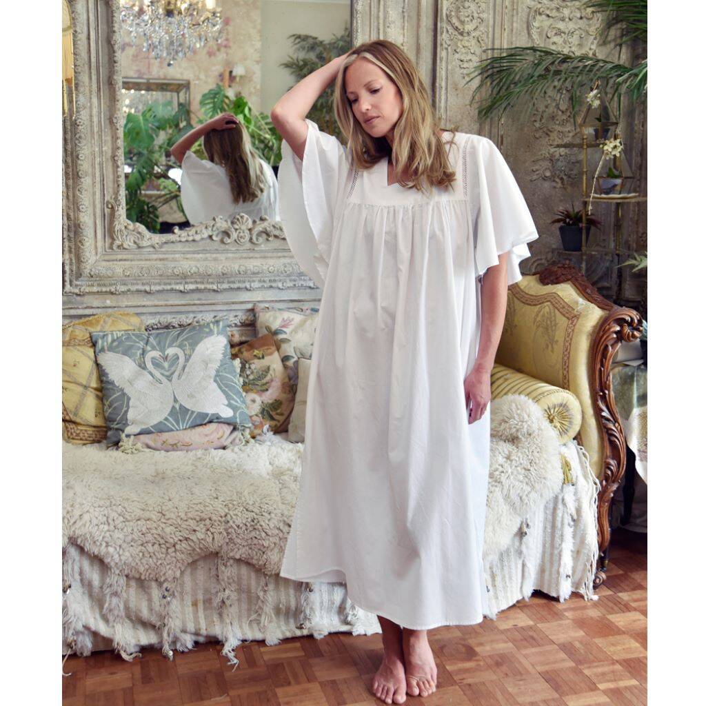 Ladies White Cotton Nightdress 'Valentina' By Bluebelle and Co ...