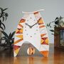 Handmade Ceramic Large Mantel Clock In Bright Warm Colours. Geometric Design. Triangle Patterns, thumbnail 2 of 8